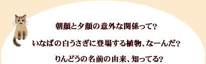 朝顔と夕顔の意外な関係って？　いなばの白うさぎに登場する植物、なーんだ？　りんどうの名前の由来、知ってる？